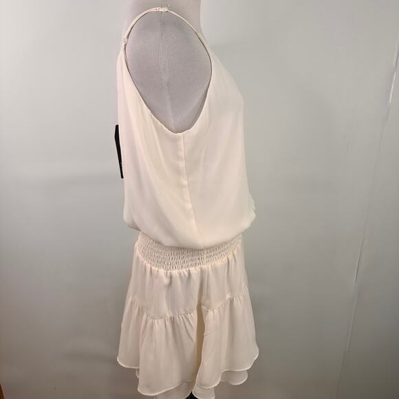 Krisa White Smocked Cami Mini Tie Strap Dress New with tags Size Medium - Picture 3 of 8
